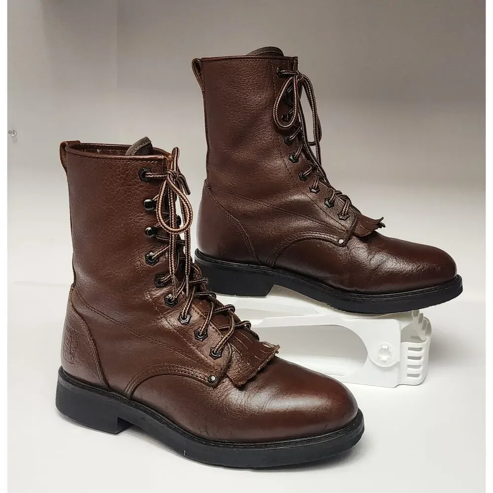 Rhino Men's Brown Leather  Lace Up Boots  Size 9.5